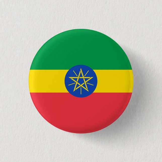 National Flag of Ethiopia 3 Cm Round Badge (Front)