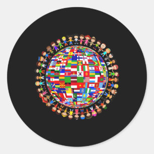 National Flags Circle World Peace International Classic Round Sticker