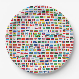 National flags paper plate