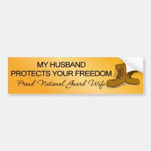 (National Guard) My Husband Protects Your Freedom Bumper Sticker