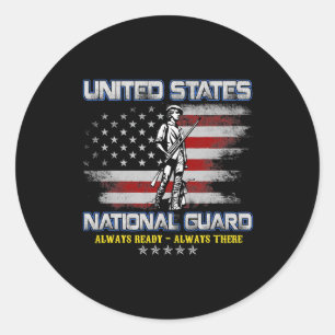 National Guard Veteran Always Ready American Flag  Classic Round Sticker