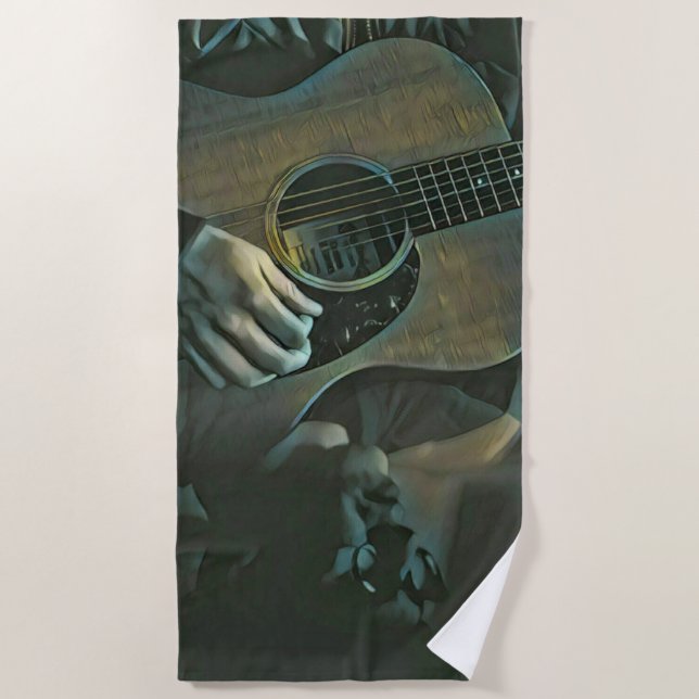 national guitar day gift beach towel (Front)