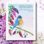National Haiku Watercolor Blue Bird In Lilac Tree Postcard<br><div class="desc">This lovely watercolor blue bird resting in a lilac tree with a haiku that I wrote in celebration of National Haiku Day on April 17th.</div>