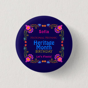 National Hispanic Heritage Birthday Colourful Flor 3 Cm Round Badge