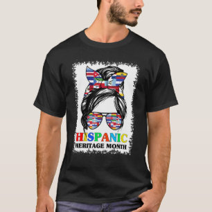 National Hispanic Heritage Month Latin Flags Messy T-Shirt