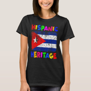 National Hispanic Heritage Month Latino Cuba Flag  T-Shirt