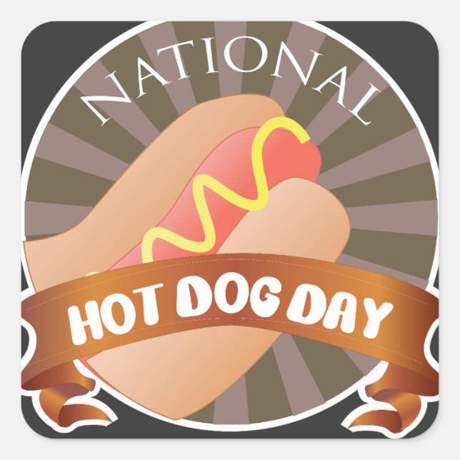 National Hot Dog Day Sign Square Sticker (Front)