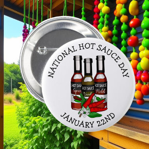 National Hot Sauce Day January 22nd 6 Cm Round Badge