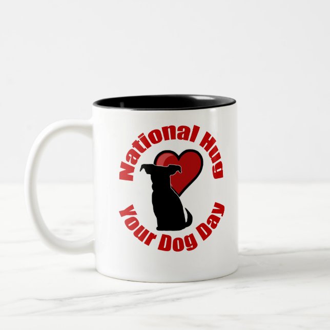 National Hug Your Dog Day Two-Tone Coffee Mug (Left)
