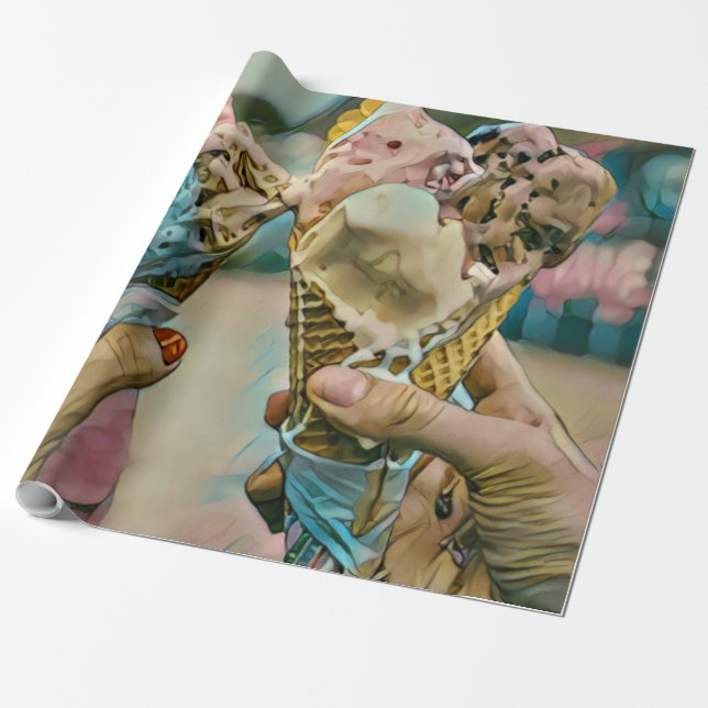 National Ice Cream Day Gift Wrapping Paper (Unrolled)