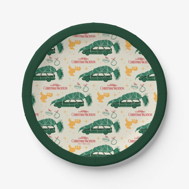 National Lampoon Christmas Tree on Car Pattern Paper Plate (Front)