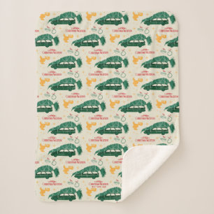 National Lampoon Christmas Tree on Car Pattern Sherpa Blanket