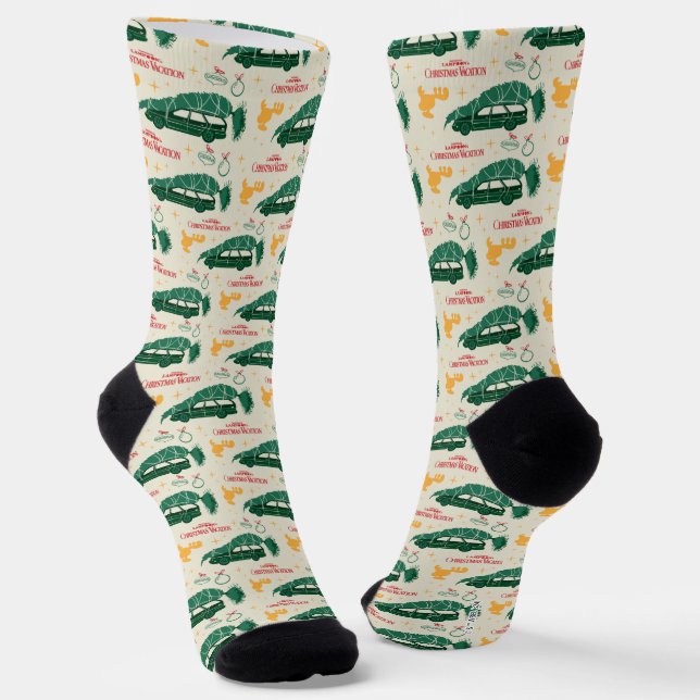 National Lampoon Christmas Tree on Car Pattern Socks (Angled)