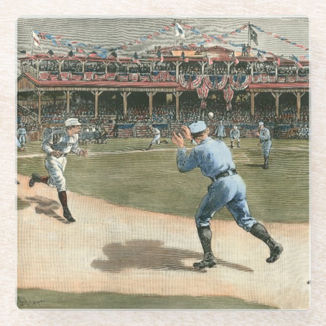 National League Baseball Game 1886 Glass Coaster (Front)