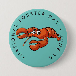 National Lobster Day, cartoon lobster 7.5 Cm Round Badge