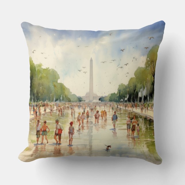National Mall Washington Throw Pillow (Front)