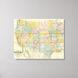 National Map Of The Territory Of The United States Canvas Print