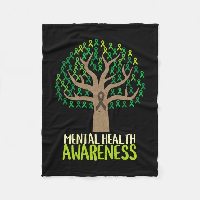 National mental health awareness month tree fleece blanket (Front)