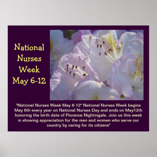 National Nurses Week May 6-12 Floral Poster Custom (Front)