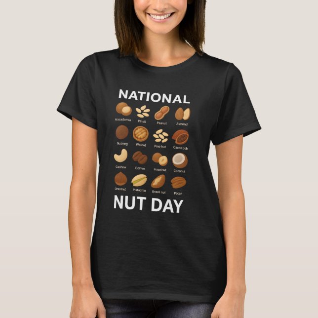 National Nut Day Design with Macadamia Coconut Pec T-Shirt (Front)