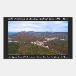 National Park Anniversary Hot Springs Autumn View Rectangular Sticker