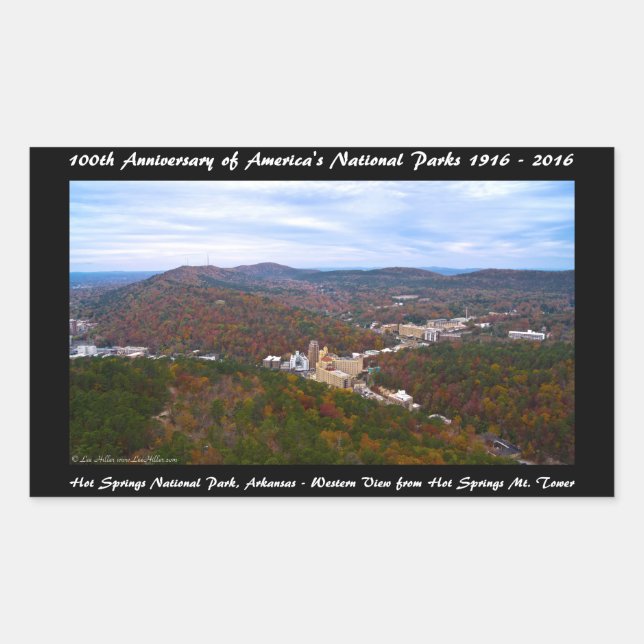 National Park Anniversary Hot Springs Autumn View Rectangular Sticker (Front)