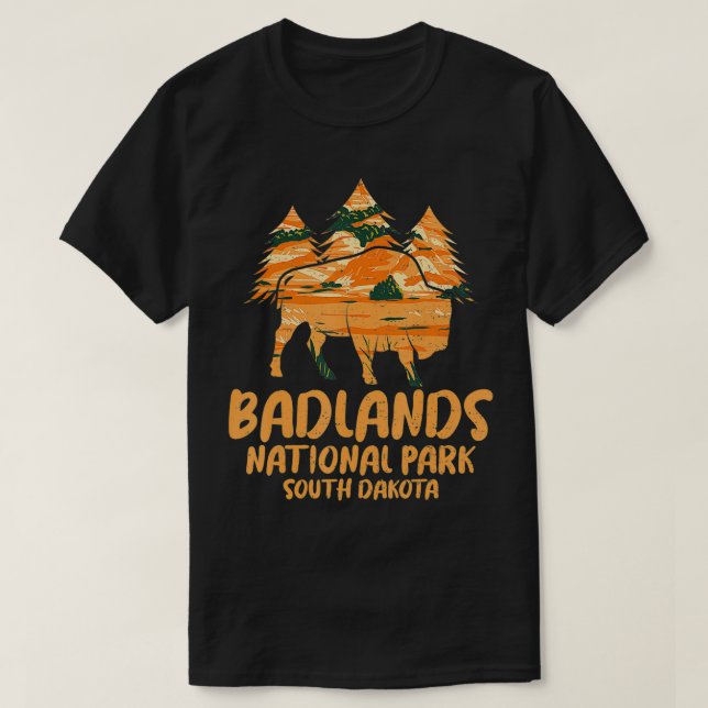 National Park Badlands South Dakota  Hiking Mounta T-Shirt (Design Front)