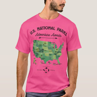 National Park Map Vintage T Shirt - All 63 Nationa