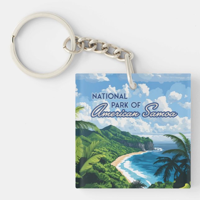 National Park of American Samoa Beach Rainforest Key Ring (Front)