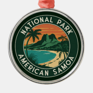 National Park of American Samoa Round Emblem Metal Tree Decoration
