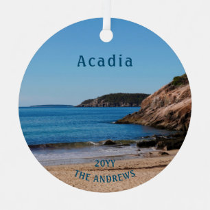 National Park Sand Beach Blue Acadia  Metal Tree Decoration