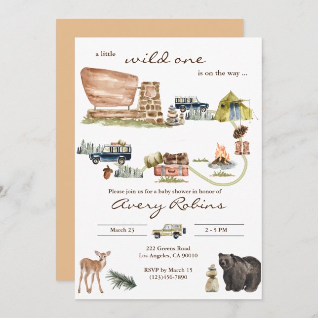 National Park Theme Invitation Baby shower (Front/Back)