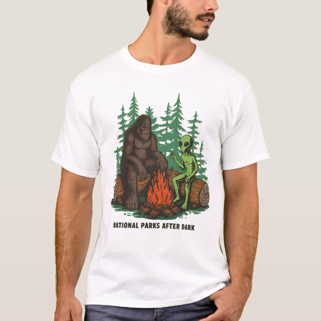 National Parks After Dark T-Shirt – Night Hiker, (Front)