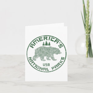 National Parks Bear Hiking Travel Camping Outdoors Card
