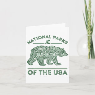 National Parks Bear Hiking Travel Camping Outdoors Card