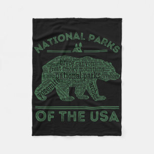 National Parks Bear Hiking Travel Camping Outdoors Fleece Blanket