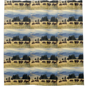 National Parks Bison Herd Shower Curtain