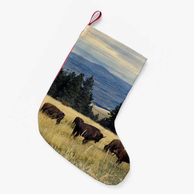 National Parks Bison Herd Small Christmas Stocking (Front (Hanging))