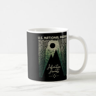 National Parks List Us Park Vintage Camping Hiking Coffee Mug