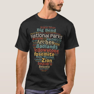 National Parks List Word Cloud Camping T-Shirt