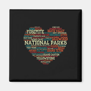 National Parks List Word Cloud Heart Camping Men W Magnet