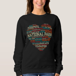 National Parks List Word Cloud Heart Camping Men W Sweatshirt