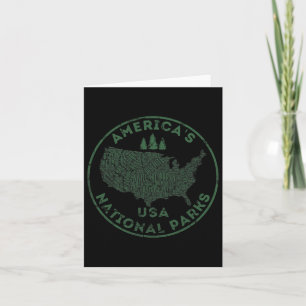 National Parks Map Hiking Travel Camping Outdoors Card