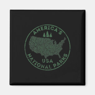 National Parks Map Hiking Travel Camping Outdoors Magnet