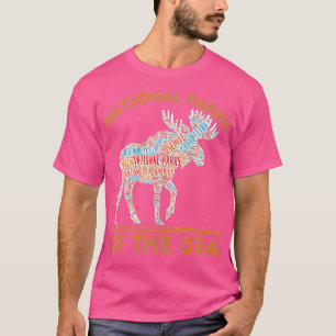 National Parks Moose Hiking Travel Camping Outdoor T-Shirt
