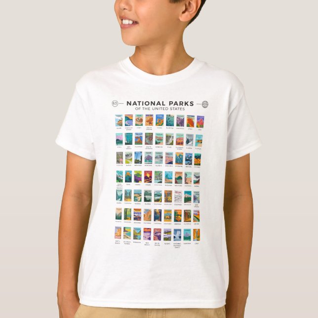 National Parks of The United States List Vintage T-Shirt (Front)
