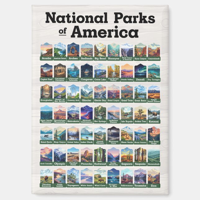 National Parks of the United States of America USA Magnet (Front)