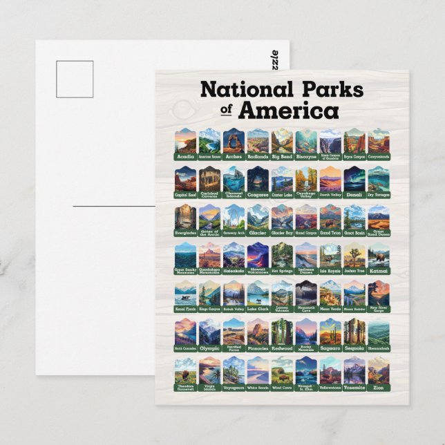 National Parks of the United States of America USA Postcard (Front/Back)