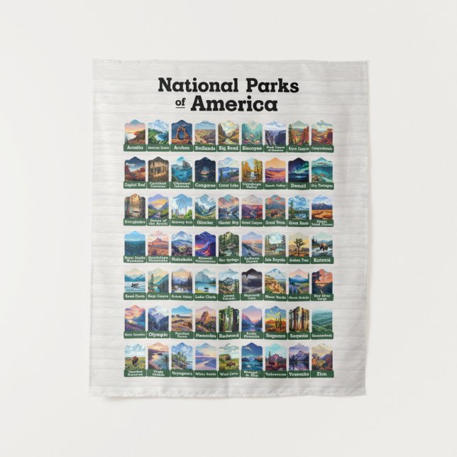 National Parks of the United States of America USA Tapestry (Front)
