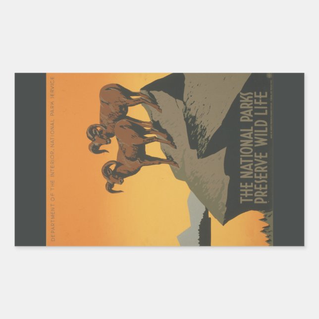 National Parks Preserve Vintage Ad. Rectangular Sticker (Front)